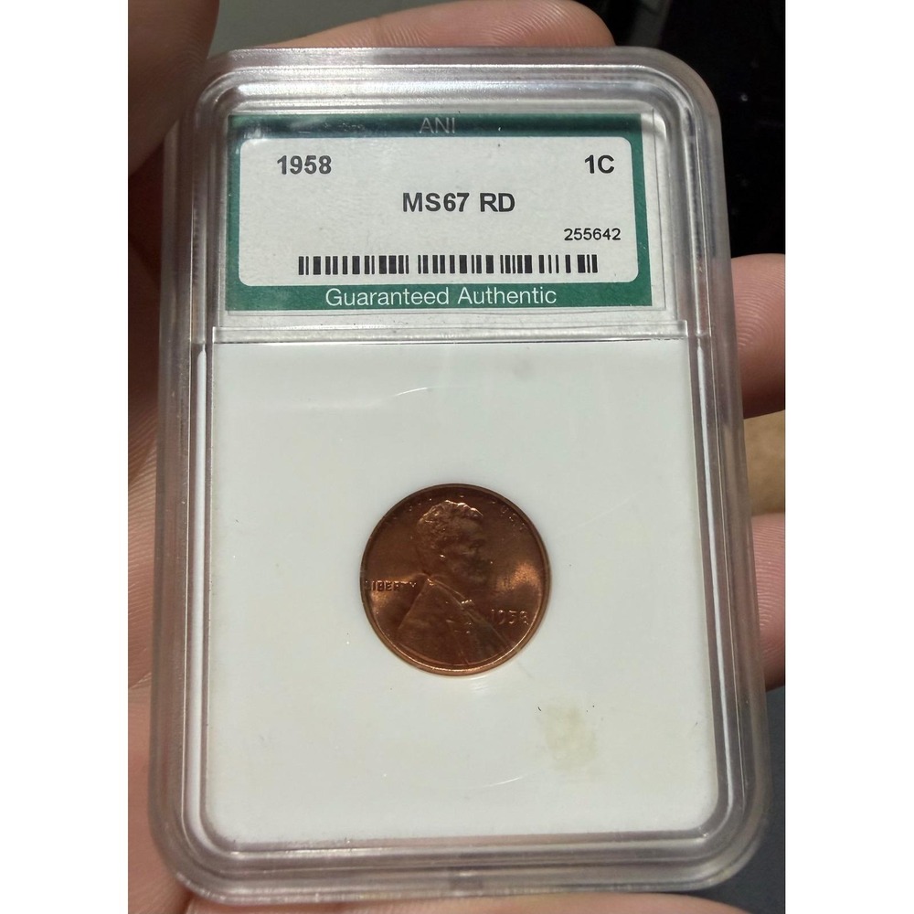 1958‎ Lincoln Wheat Cent Penny ANI MS67 RD Red High Grade Coin 1C 255642
